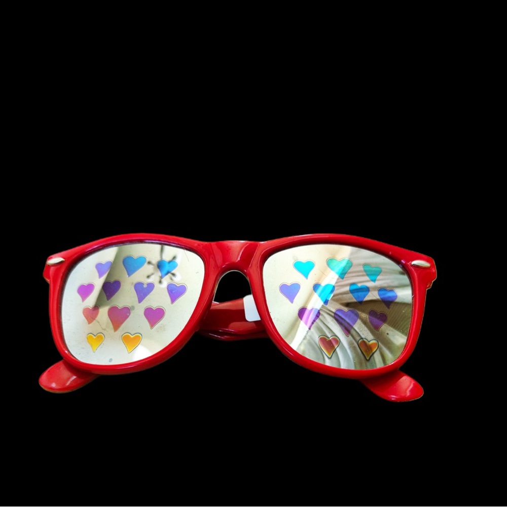 NOS Red Wayfarer Sunglasses with Heart Effect